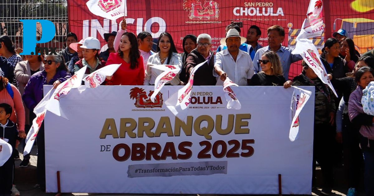 San Pedro Cholula avanza con obras de pavimentación en juntas auxiliares