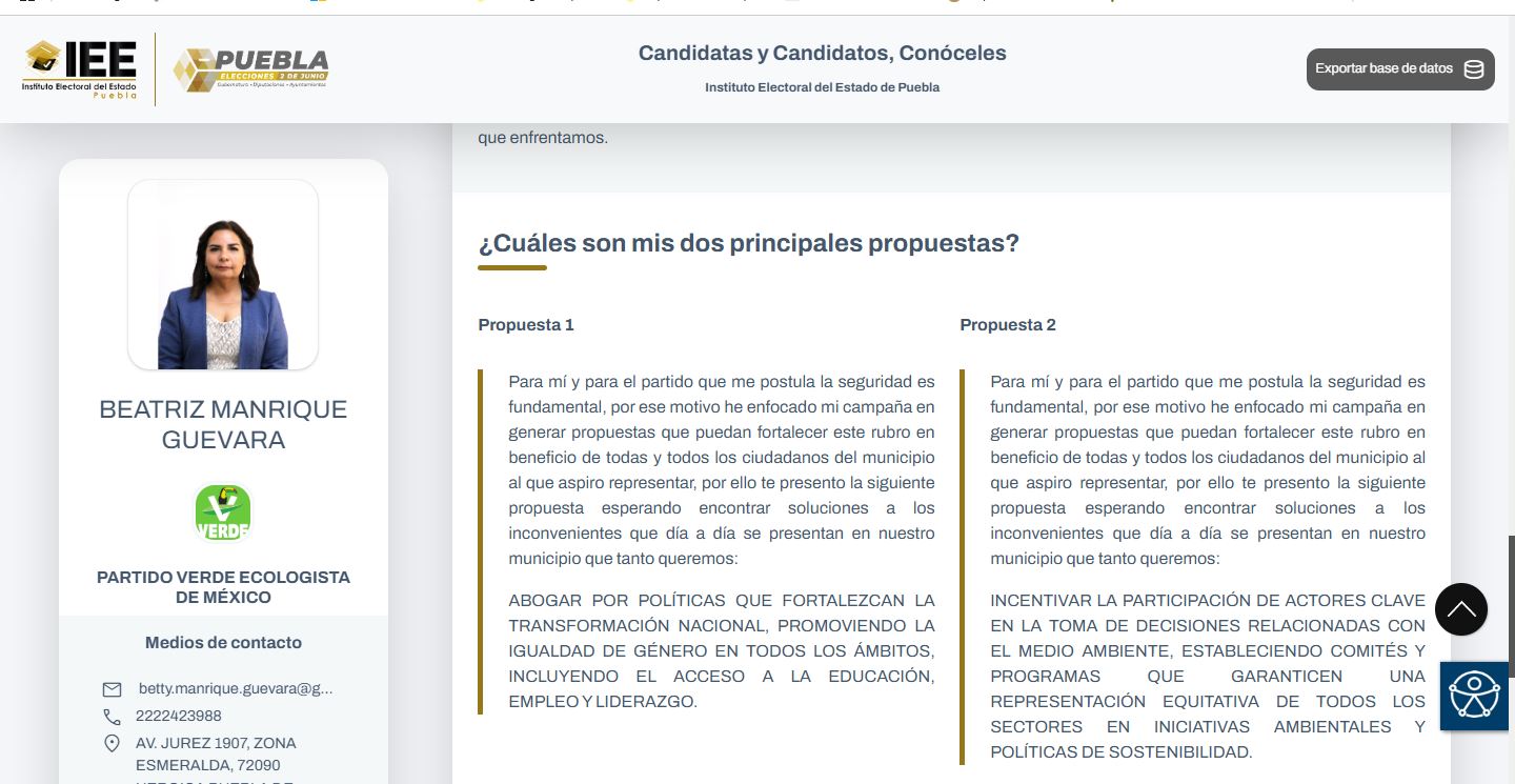 Beatriz Manrique Guevara propuestas de campaña para diputación LXII Legislatura