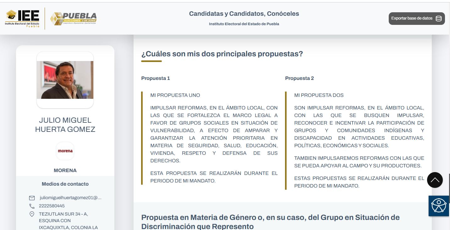 Julio Miguel Huerta Gómez propuestas de campaña para diputación LXII Legislatura