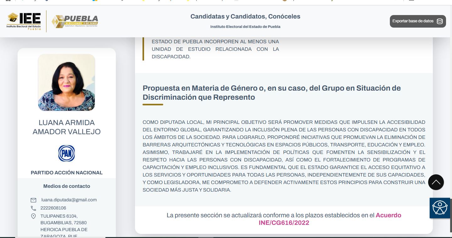 Luana Armida Amador Vallejo propuestas de campaña para diputación LXII Legislatura