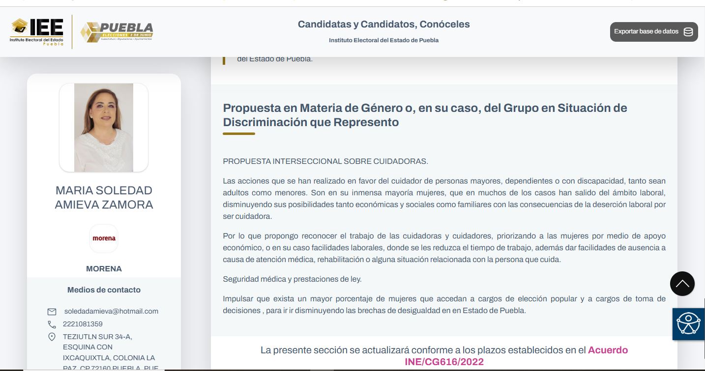 María Soledad Amieva Zamora propuestas de campaña para diputación LXII Legislatura