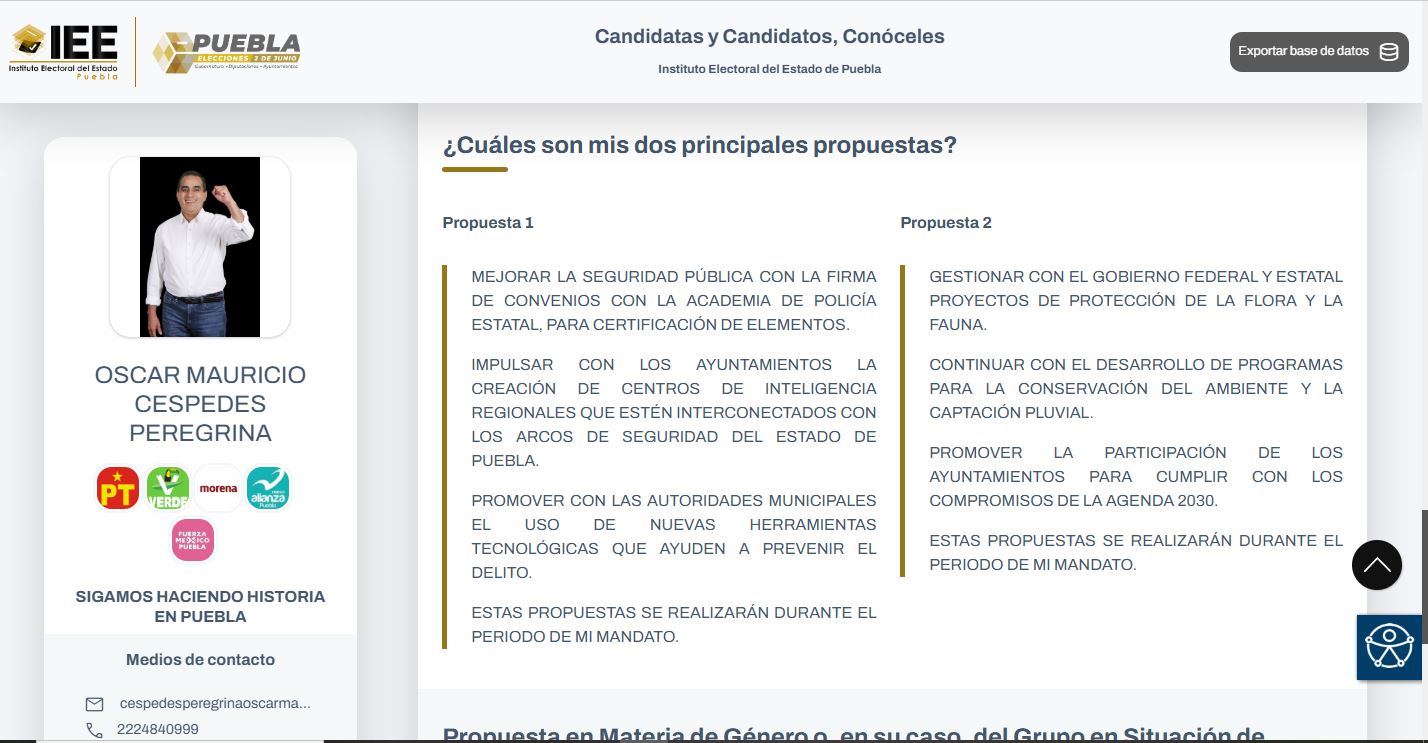 Óscar Mauricio Céspedes Peregrina propuestas de campaña para diputación LXII Legislatura