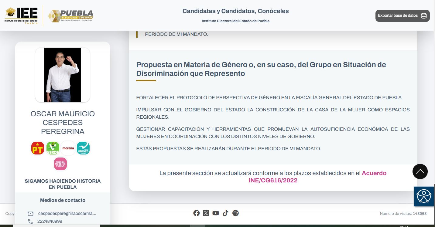 Óscar Mauricio Céspedes Peregrina propuestas de campaña para diputación LXII Legislatura