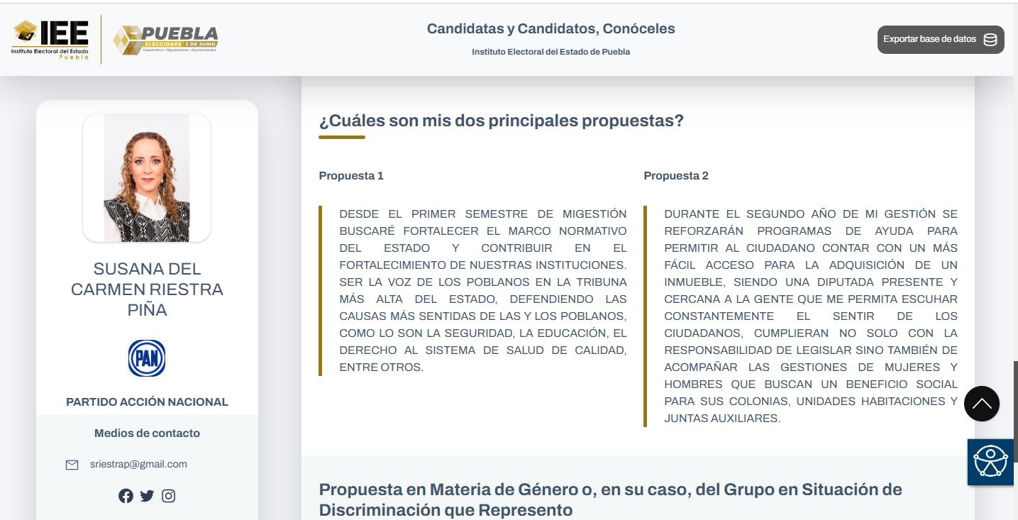 Susana del Carmen Riestra Piña propuestas de campaña para diputación LXII Legislatura