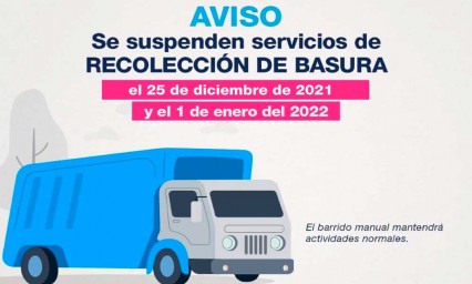 Atención: Ayuntamiento anuncia suspensión de servicios de limpia y tesorería en Navidad y Año Nuevo