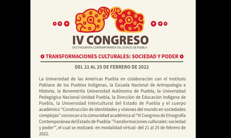 En febrero se realizará el IV Congreso de Etnografía Contemporánea del estado de Puebla
