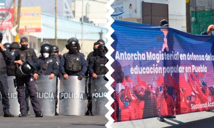 Marcha de maestros antorchistas termina bloqueada por granaderos