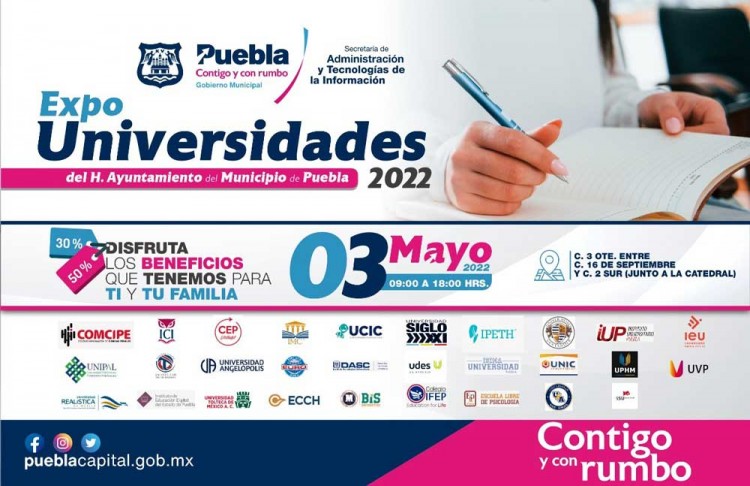 Ayuntamiento de Puebla invita a la Expo Universidades 2022