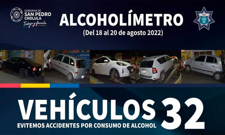 Remiten a 30 por conducir en estado de ebriedad en San Pedro Cholula