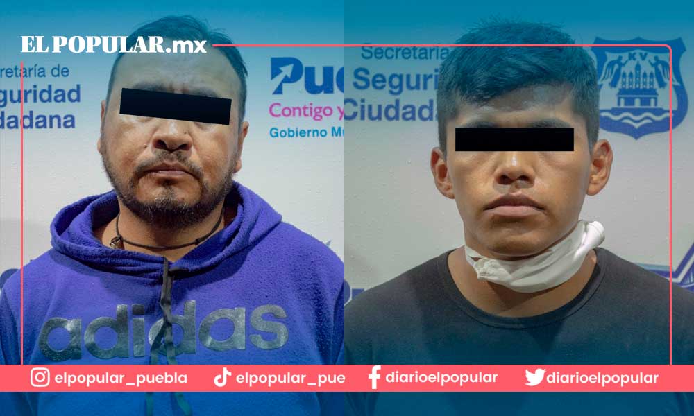 Policía municipal de Puebla detiene a dos por robo a Elektra de la 11 Sur