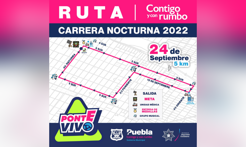 Cierre vialidades Carrera Nocturna BUAP