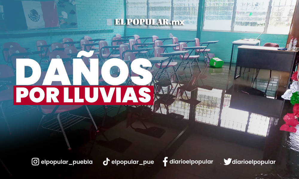 Escuelas sufren daños por lluvias en Puebla