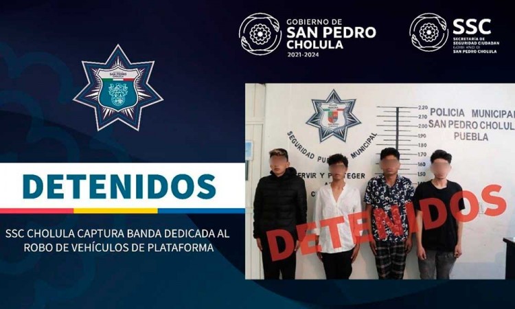 SSC San Pedro Cholula y UDAI capturan a cuatro por robo de vehículos