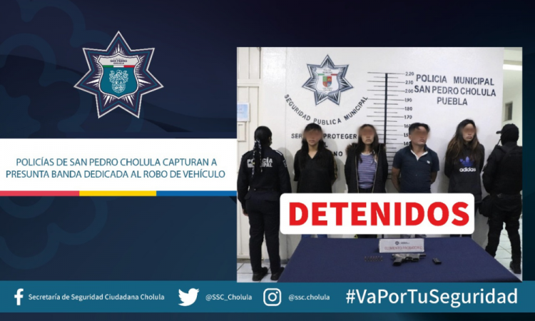 SSC de San Pedro Cholula lograron detención de banda delictiva dedicada al robo de vehículos
