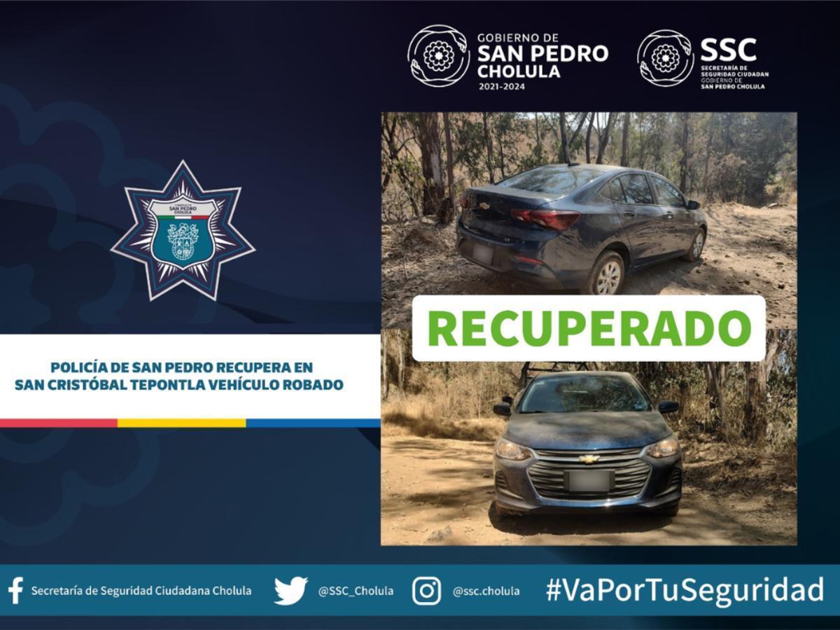 Elementos de la SSC de San Pedro Cholula recuperaron cinco coches con reporte de robo