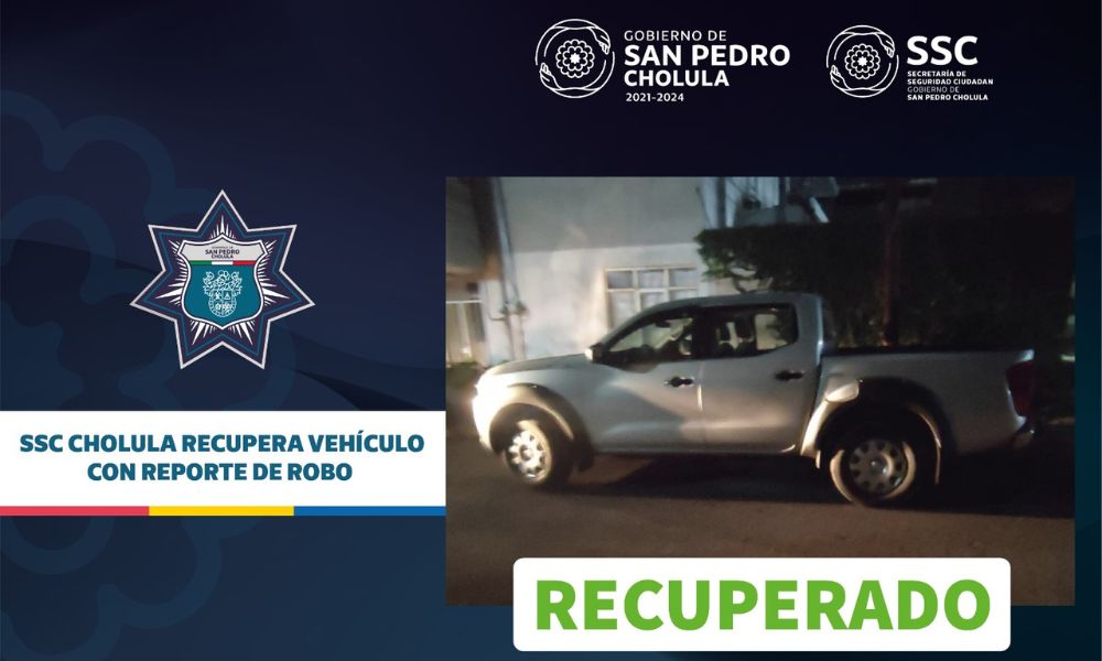 Recuperan camioneta robada en San Pedro Cholula