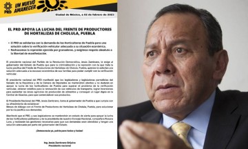 PRD apoya lucha de Frente de Productores de Hortalizas de Cholula