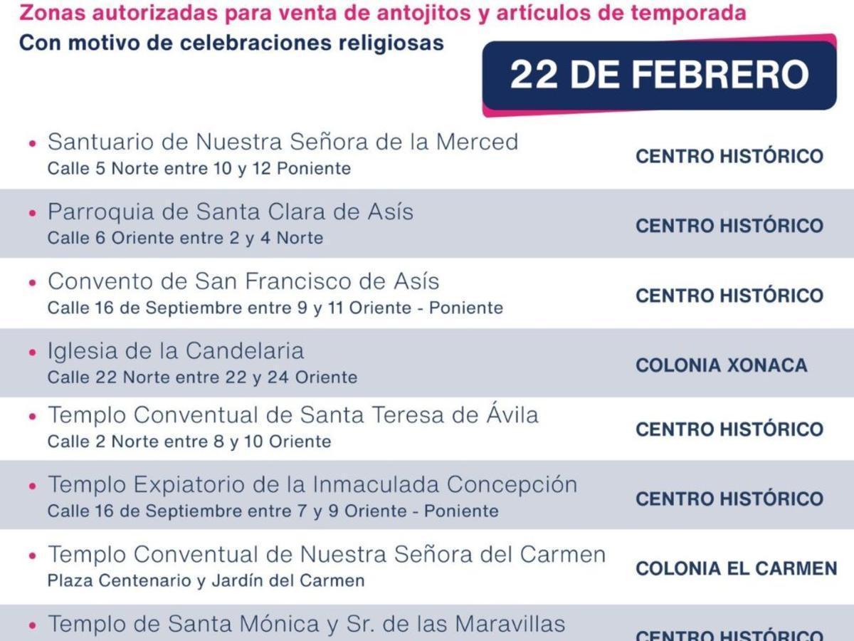 Ayuntamiento de Puebla por cuaresma autoriza venta de antojitos en ocho iglesias  de Puebla