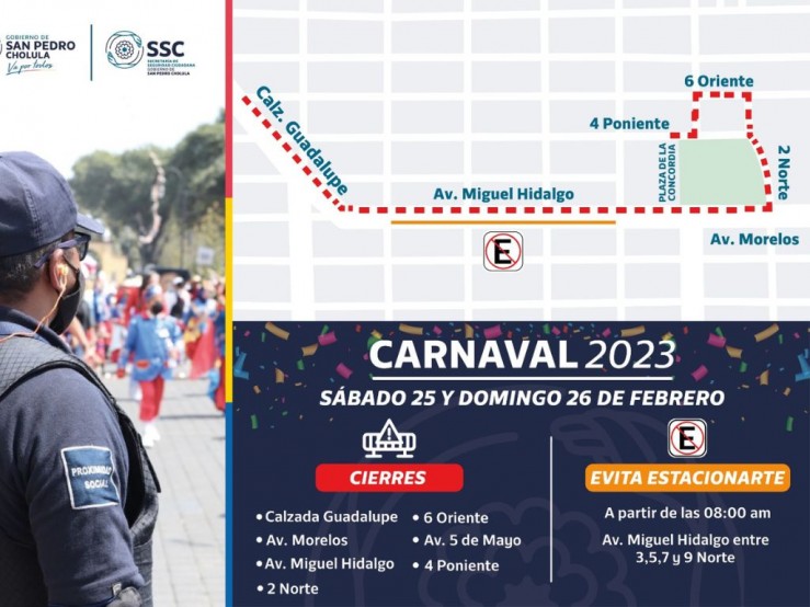 Habrá operativo durante el 'Carnaval Cholula 2023'