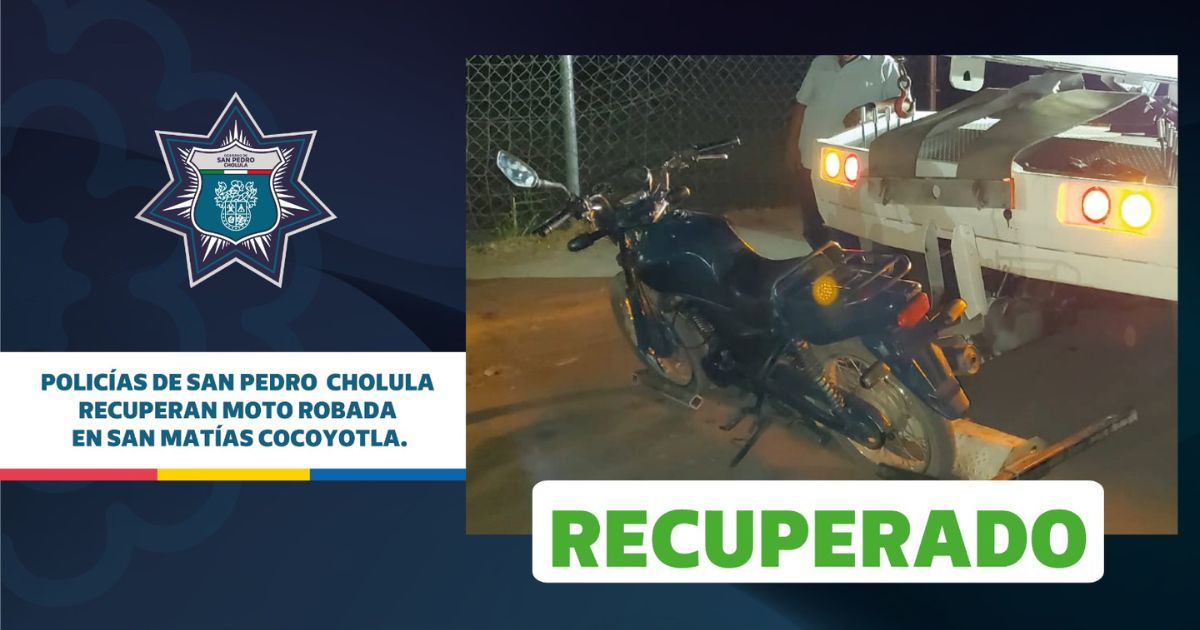 SSC Cholula recupera motocicleta robada