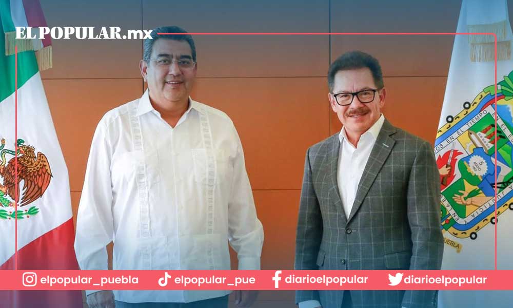 Reunión entre Ignacio Mier y el Gobernador de Puebla Sergio Salomón