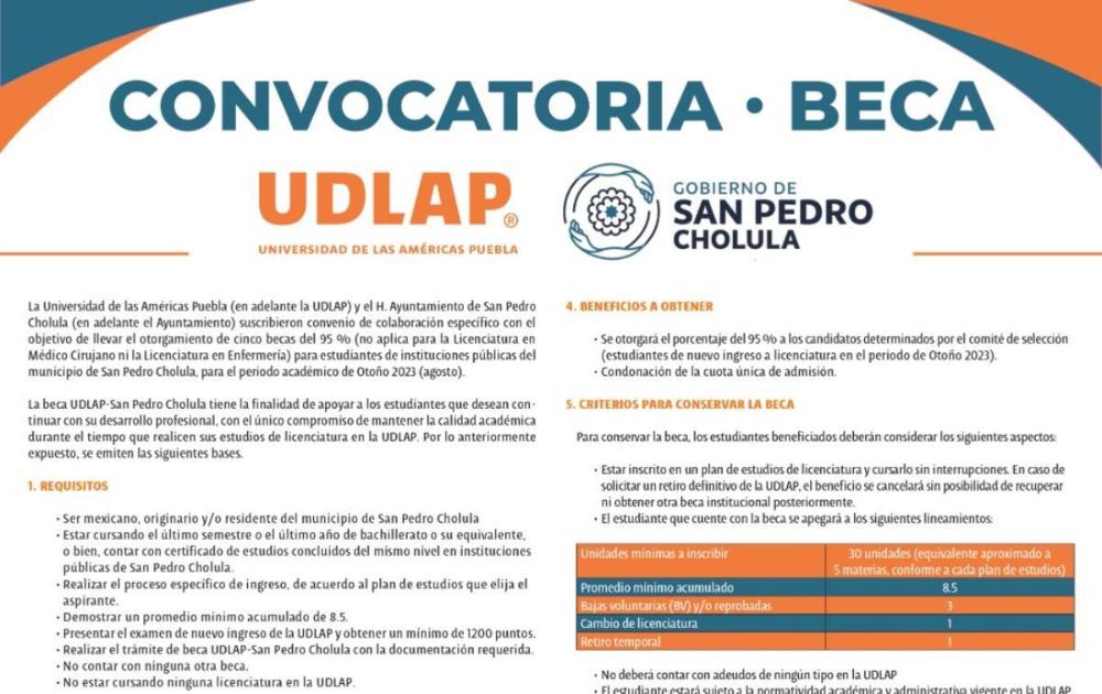 Gobierno de Cholula y UDLAP brindan oportunidades educativas a jóvenes cholultecas