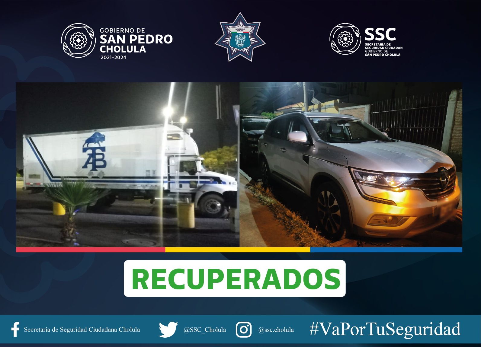 Recuperación de vehículos robados en San Pedro Cholula
