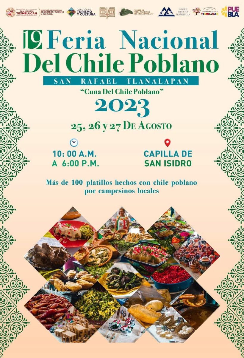 La tradicional feria de San Rafael Tlanalapan “Cuna del Chile Poblano” se realizará el 25, 26 y 27 de agosto con más de 100 platillos
