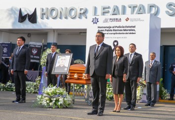 Encabeza Sergio Salomón homenaje al elemento Juan Pablo Ramos Morales