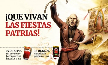 ¡Que vivan las fiestas patrias! No habrá Ley Seca el 15, ni parquímetros el 16