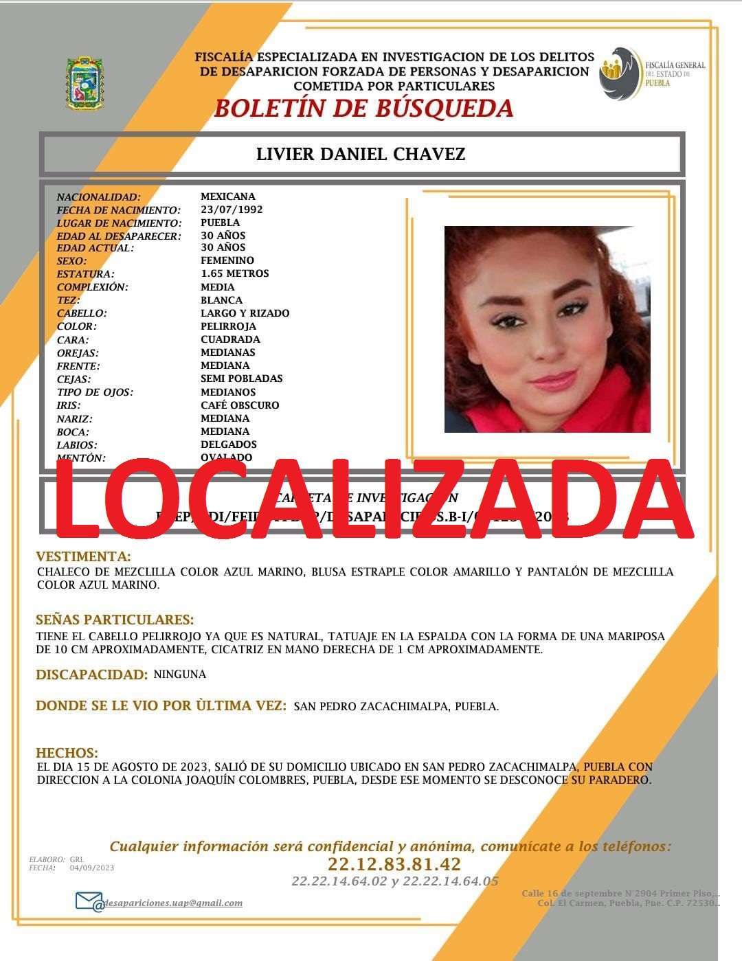 La última vez que la madre vio a su hija fue el 15 de agosto, cuando Livier se dirigía a la casa de José Manuel para visitar a sus hijos