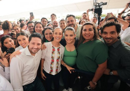 Recepción cálida en Quintana Roo para Claudia Sheinbaum y Mario Delgado