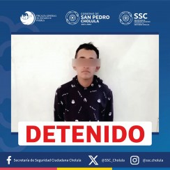 SSC Cholula y FGE capturan al presunto responsable del homicidio