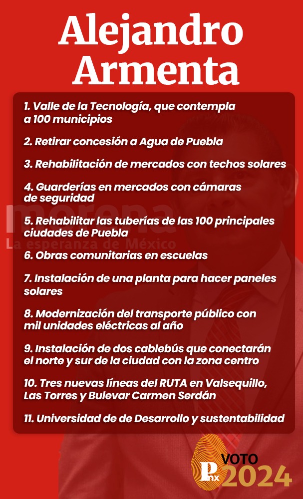 Propuestas de campaña para la gubernatura de Puebla: Alejandro Armenta
