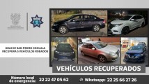 SSC Cholula recupera 5 vehículos robados en abril: acciones efectivas de seguridad