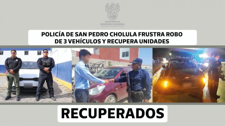 Recuperación de vehículos en San Pedro Cholula: Acción rápida de la SSC Cholula