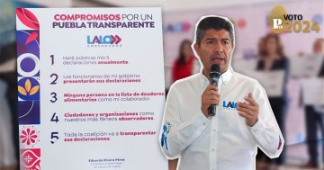 El candidato a la gubernatura de la megacoalición Mejor Rumbo Para Puebla, Eduardo Rivera, presentó su 5 de 5, que contiene su declaración patrimonial, de interés y de impuestos, así como examen antidoping y carta de antecedentes no penales.