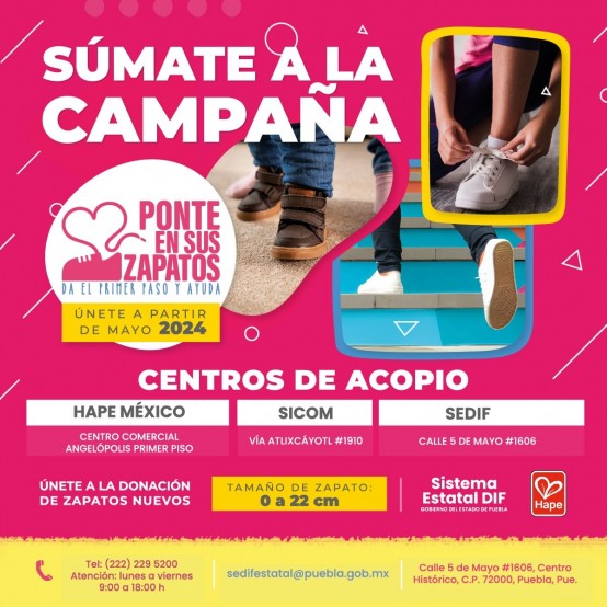 SEDIF, SICOM y Hape México: Campaña de donación de zapatos para niños y niñas