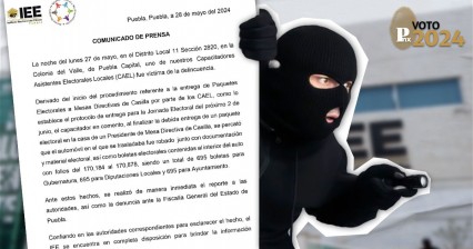 IEE confirma el robo de dos mil boletas electorales en Puebla 