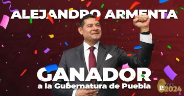 Alejandro Armenta: festeja su triunfo electoral en el Zócalo de Puebla 