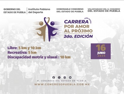 Participa en la carrera benéfica del Congreso de Puebla "Por Amor al Prójimo"