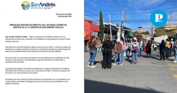 Pausan cambio de circulación en San Andrés Cholula tras manifestación