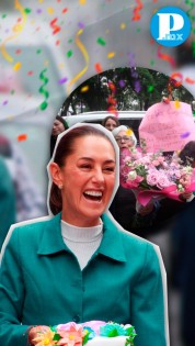 Ciudadanos reciben a Claudia Sheinbaum con flores y pastel para celebrar su cumpleaños