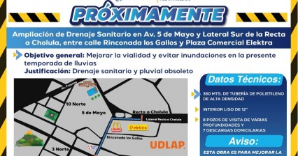 Cierre vial en San Andr&eacute;s Cholula por obras de drenaje