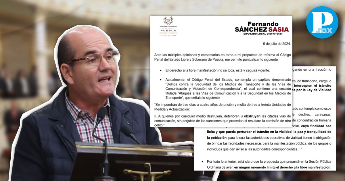 Fernando Sánchez propone 4 años de cárcel para quienes protesten y bloqueen vialidades en Puebla 