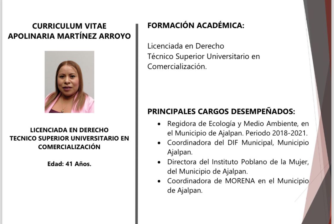 Curriculúm, Apolinaria Martínez 