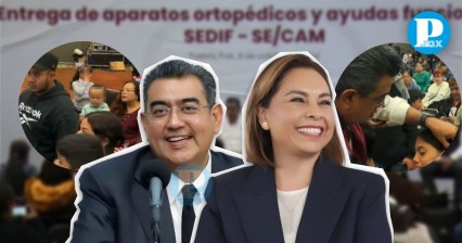 Salomón y Gaby Bonilla entregan aparatos ortopédicos en Puebla