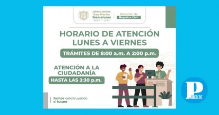 Este viernes reanuda tramites el Registro Civil de Texmelucan