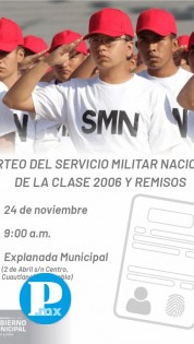 Anuncian fecha para el sorteo del Servicio Militar en Cuautlancingo