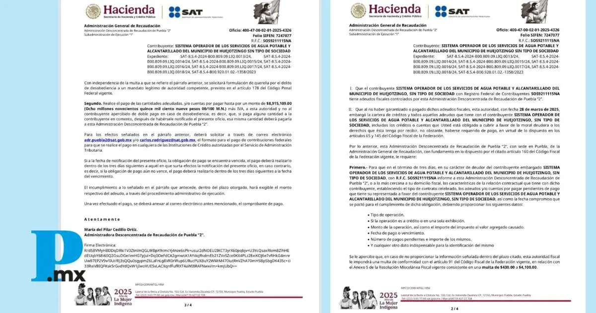 SAT embarga al SOSAPAHUE por millonaria deuda heredada